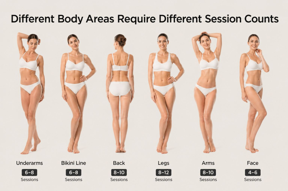 Different Body Areas Require Different Session Counts